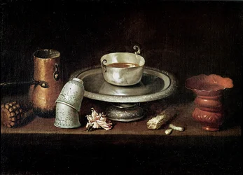 Martwa natura z miską czekolady, czyli Śniadanie z czekoladą, około 1640